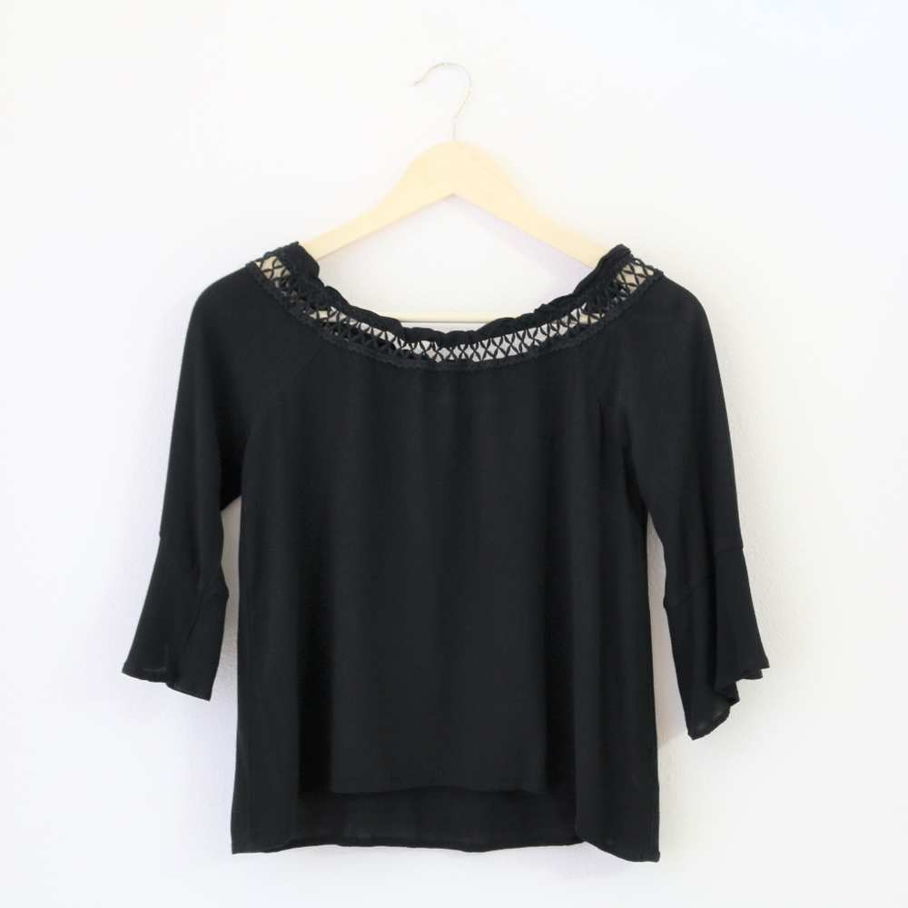 Black frilled dress shirt womens